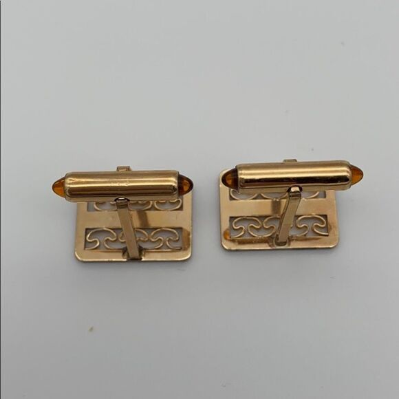 Vintage Krementz gold patterned cuff links - Picture 9 of 9